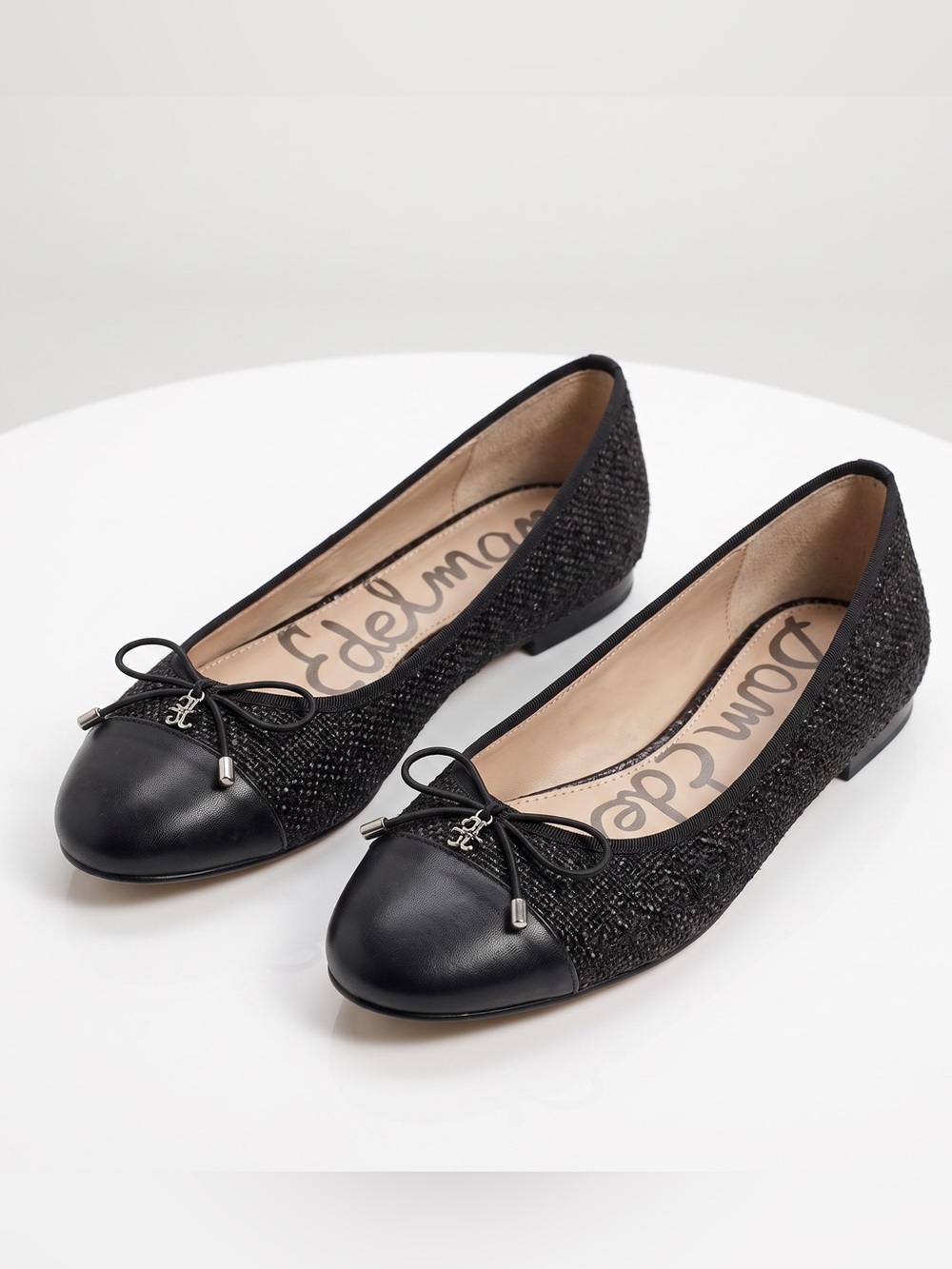 $135 SAM EDELMAN BEV CAP TOE LEATHER BALLET FLATS